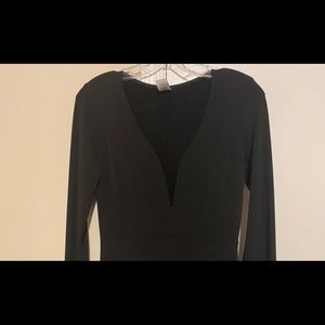 Formal long sleeve dress with deep v-neck